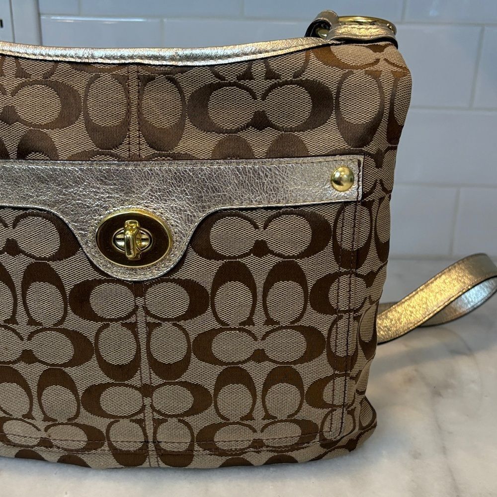 Coach Crossbody Purse Handbag Penelope Jacquard Signature Logo Hippie Bag - Picture 3 of 15